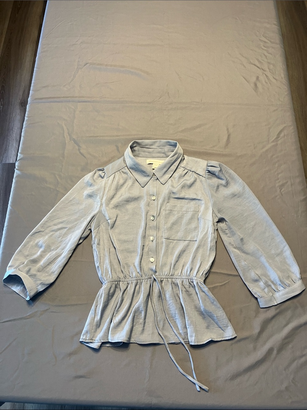 Monteau Light Blue Button-Front Peplum Top for Kids
